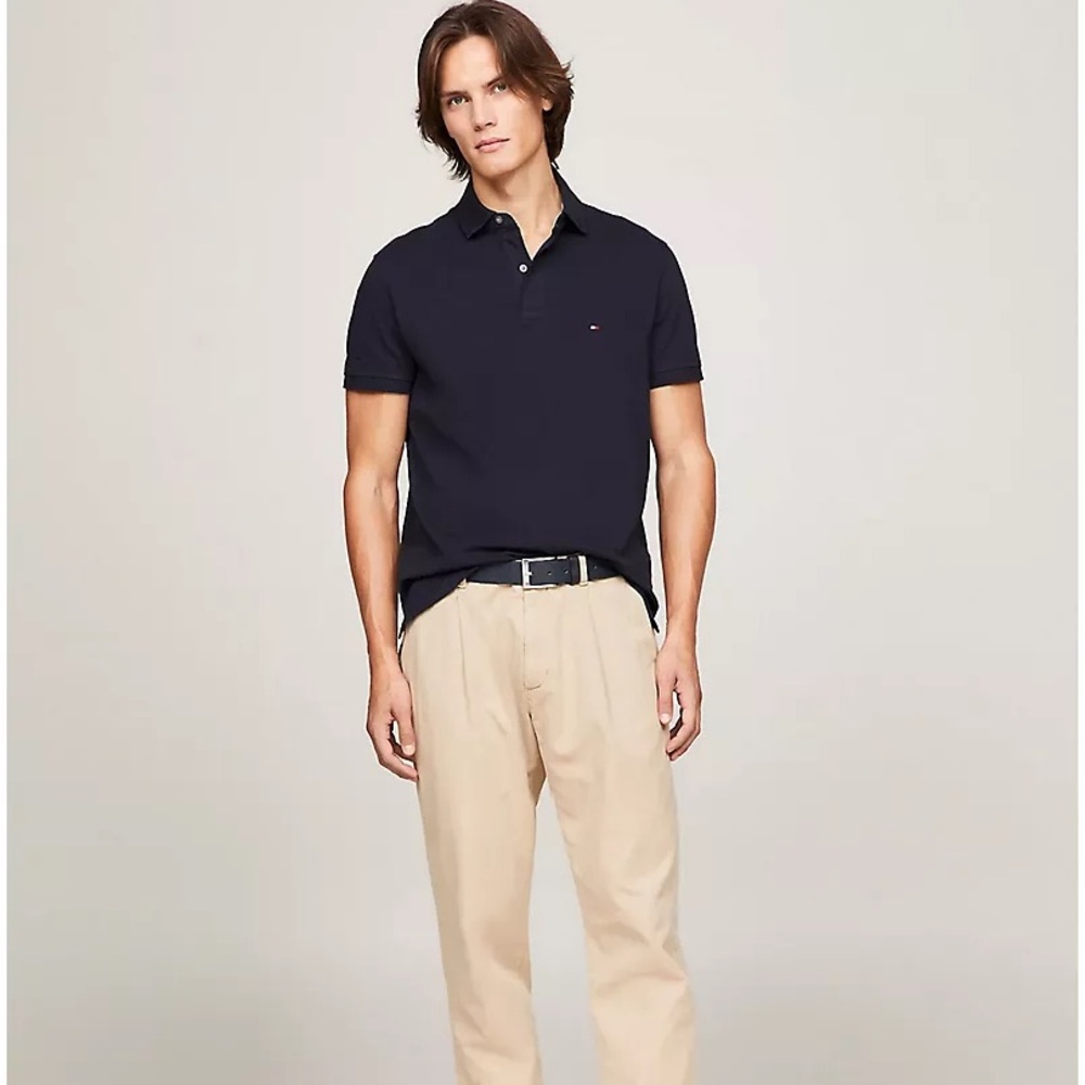Tommy Hilfiger Regular Fit Stretch Tommy Polo NWT NAVY LARGE